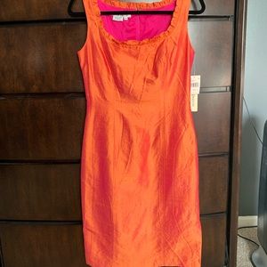 NWT Shimmering orange silk sheath